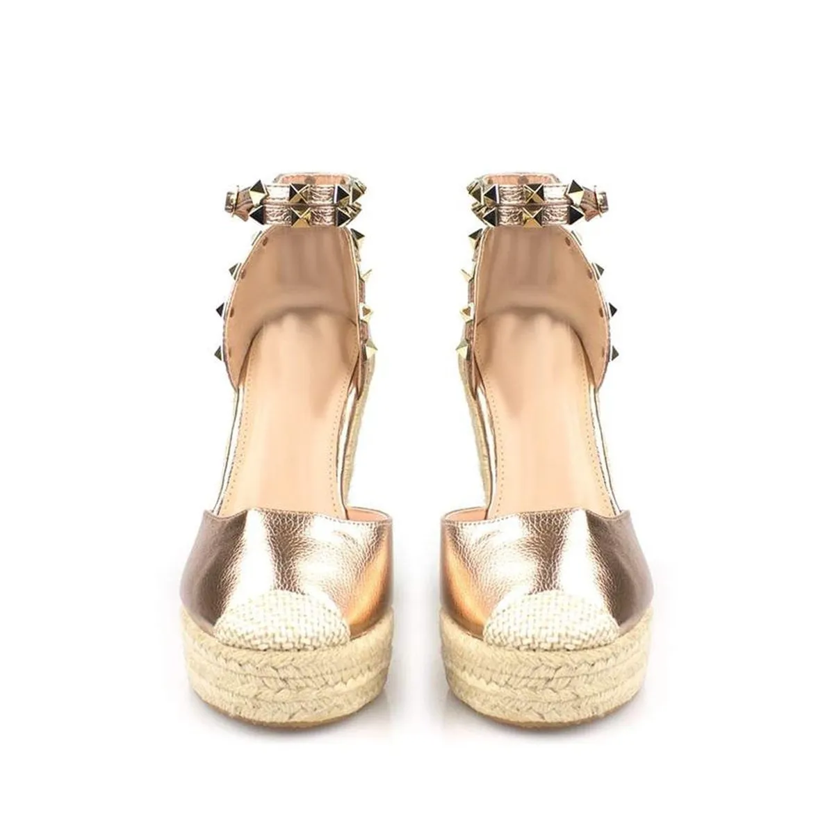 Amilia Espadrille Wedge Studded Platform Ankle Strap Sandal