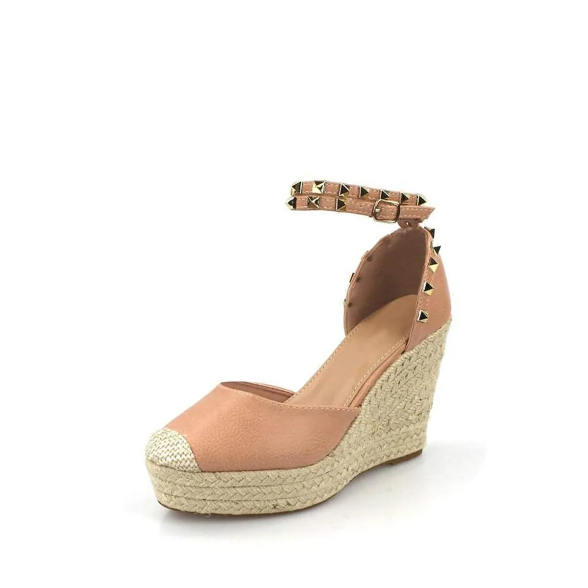 Amilia Espadrille Wedge Studded Platform Ankle Strap Sandal