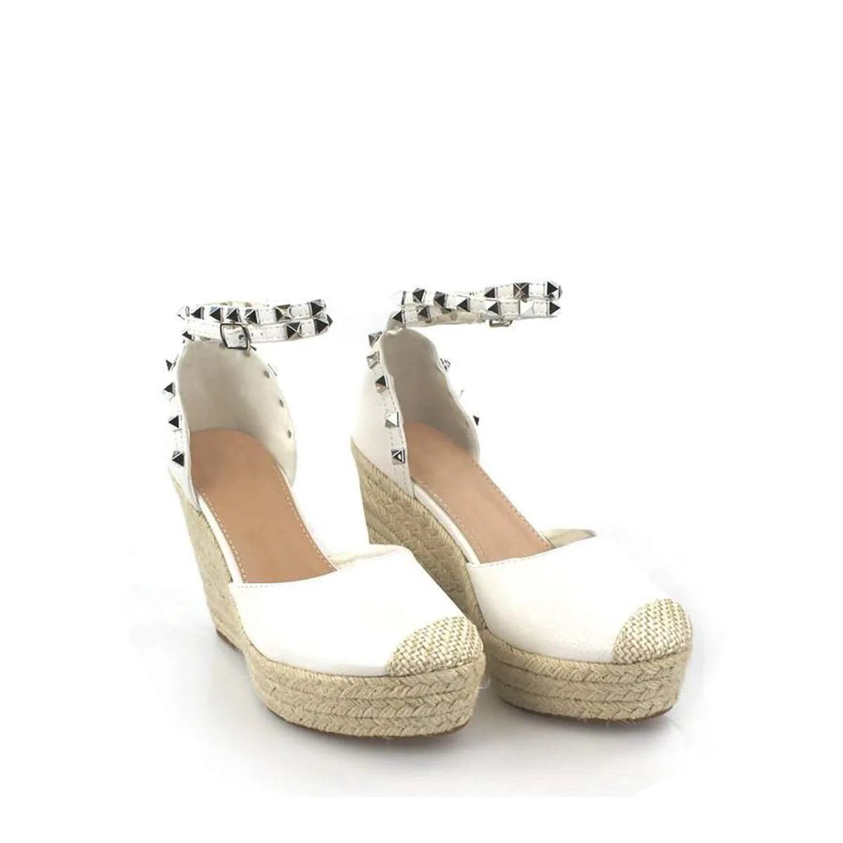 Amilia Espadrille Wedge Studded Platform Ankle Strap Sandal