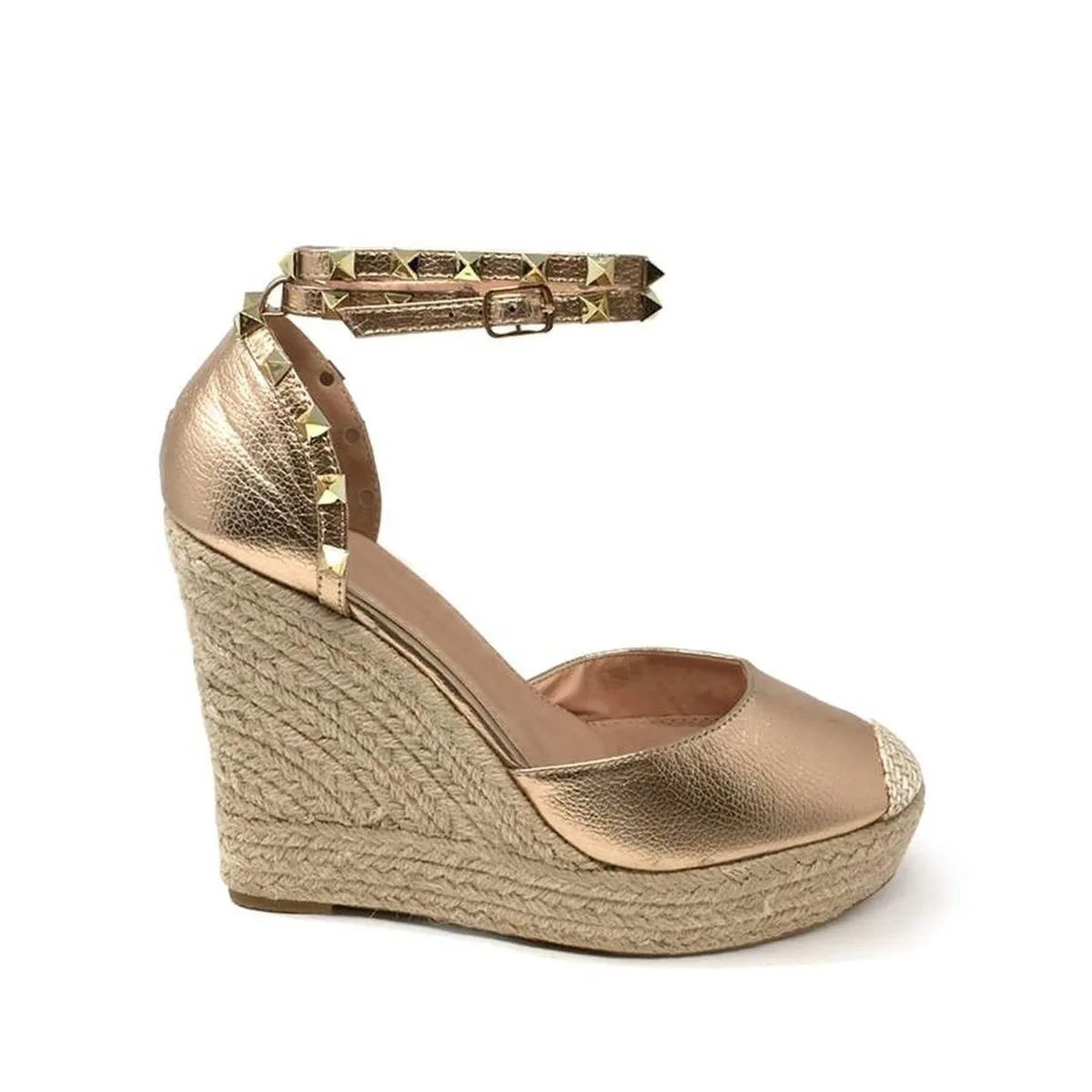 Amilia Espadrille Wedge Studded Platform Ankle Strap Sandal