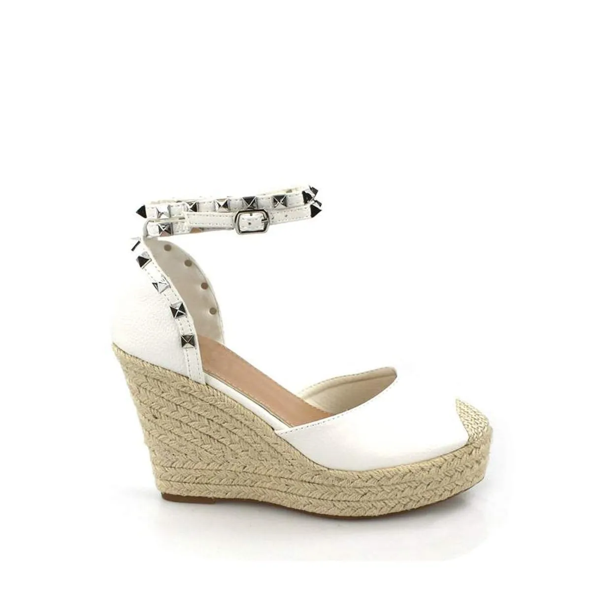 Amilia Espadrille Wedge Studded Platform Ankle Strap Sandal