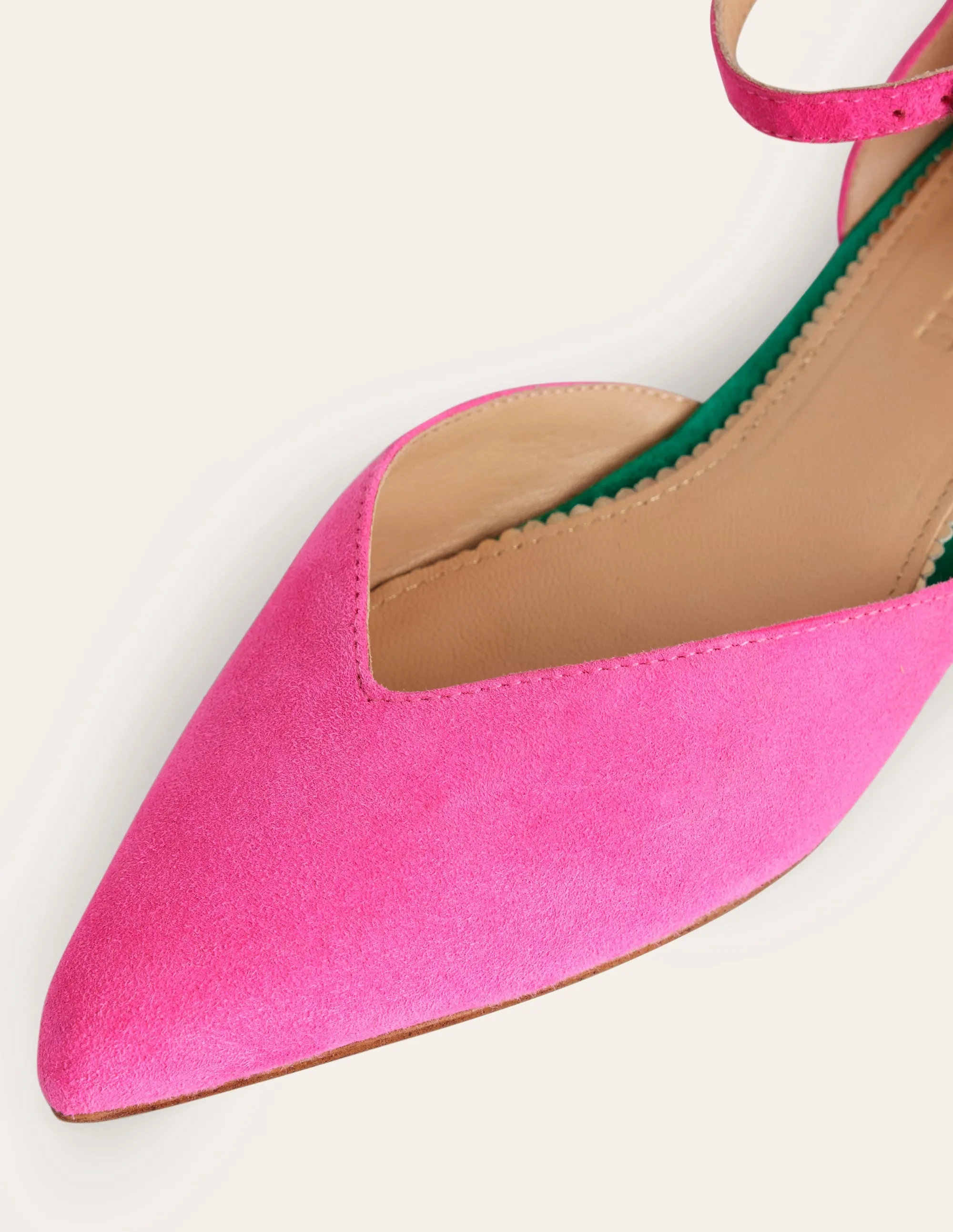 Ankle Strap Point Flats-Festival Pink Suede