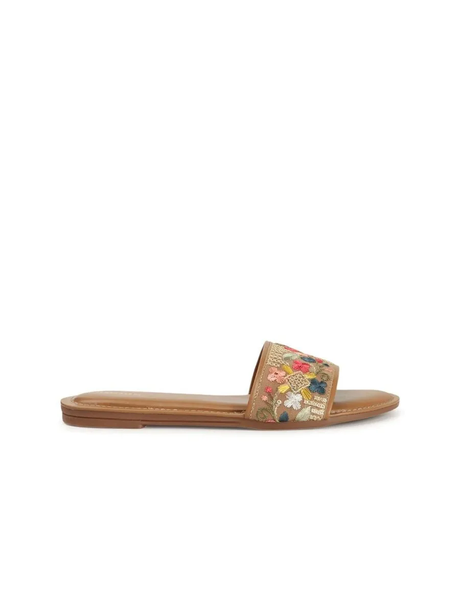 Anouk Women Ethnic Open Toe Flats with Embroidered