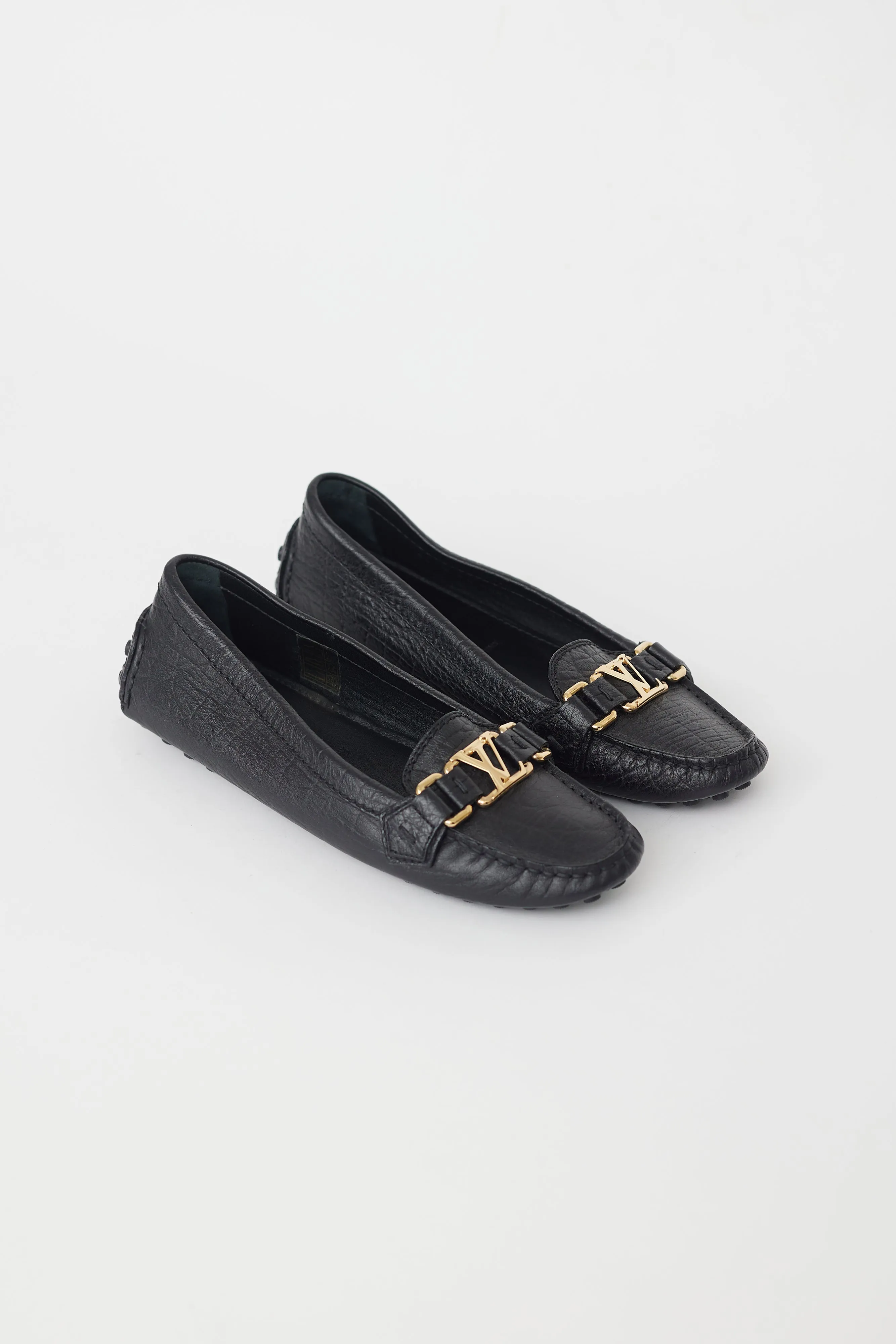 Black Pebbled Leather Driving Loafer