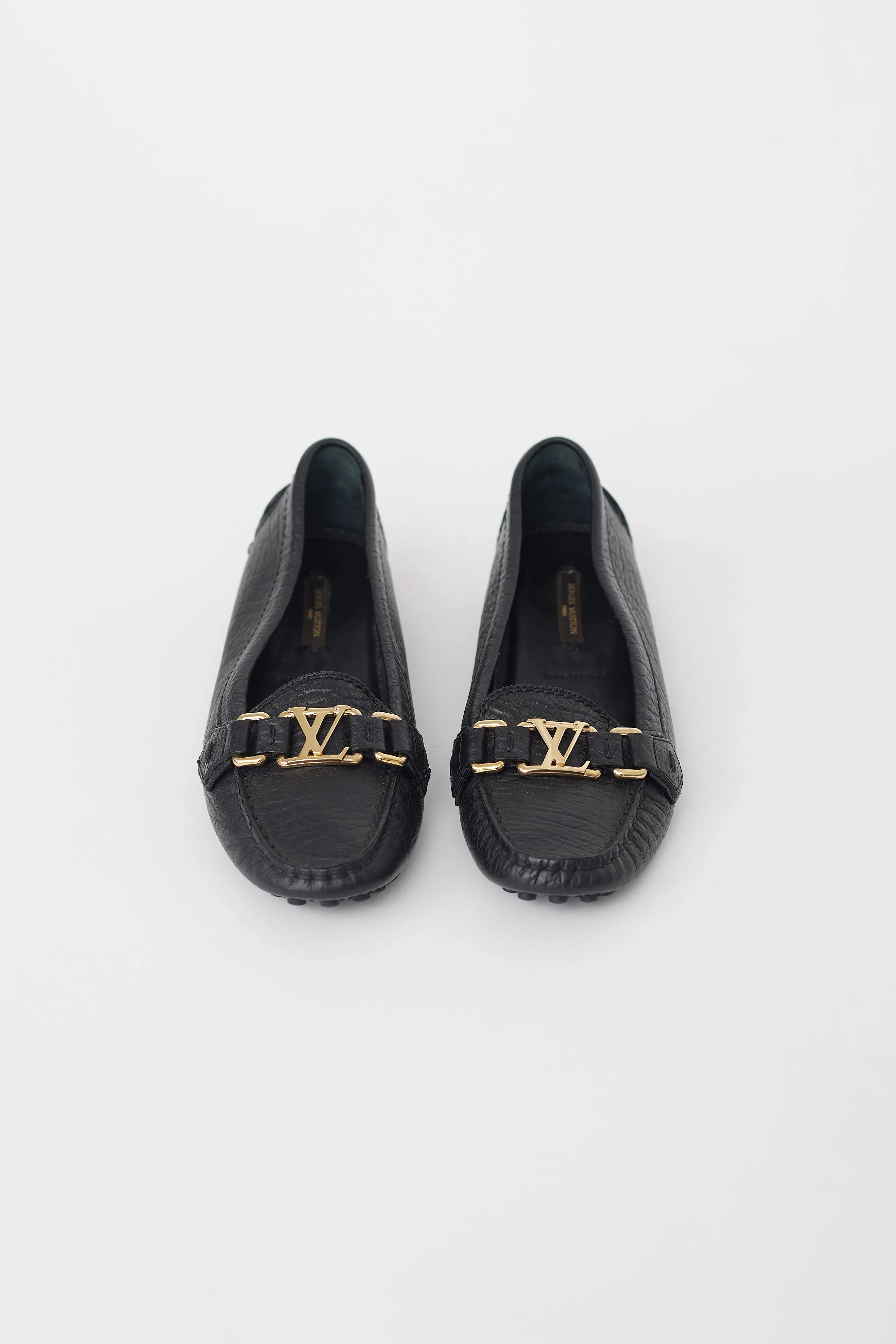 Black Pebbled Leather Driving Loafer