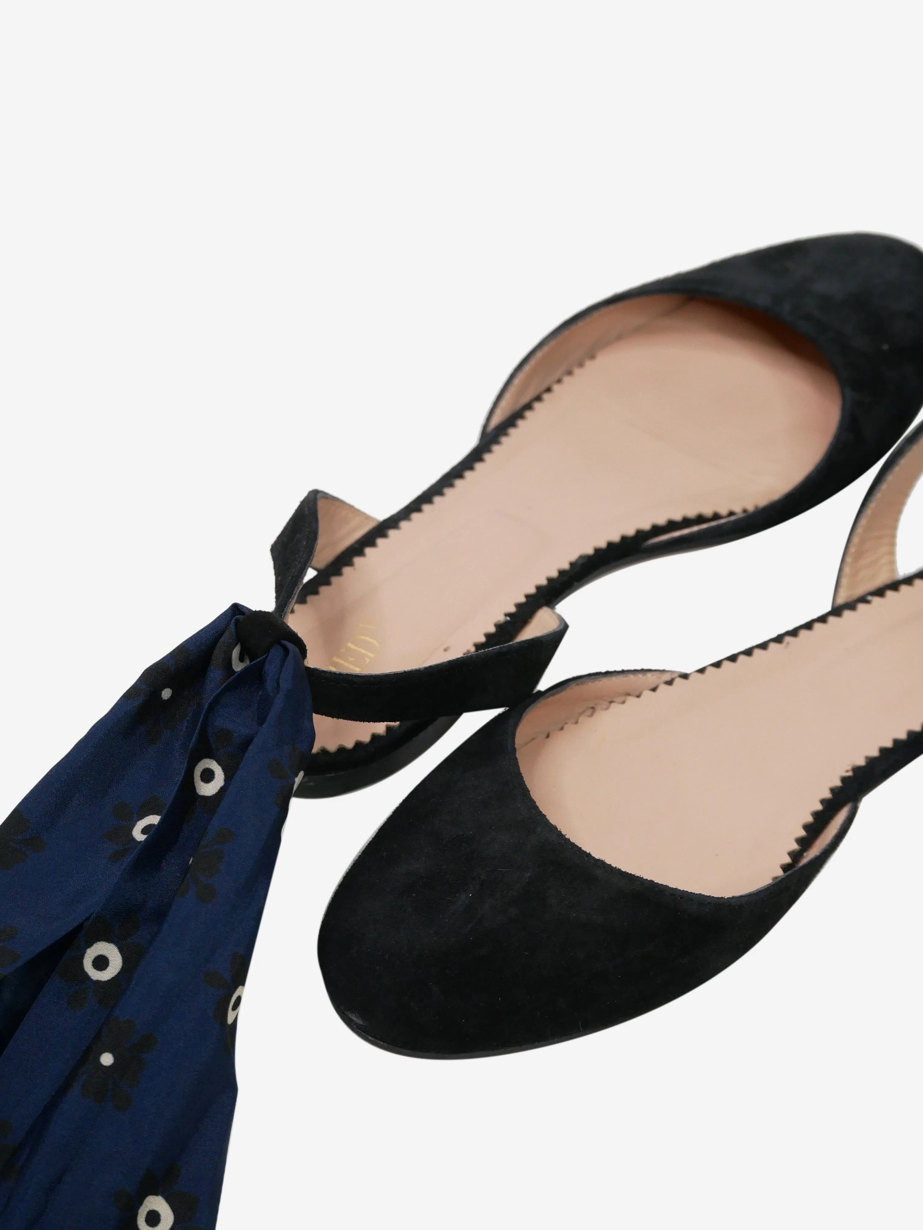 Black suede slingback flats - size EU 38