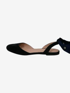 Black suede slingback flats - size EU 38