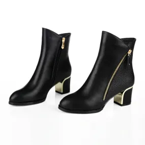 Block Heels Ankle High Boots