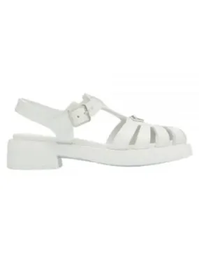 Brushed Leather Fisherman Sandals White