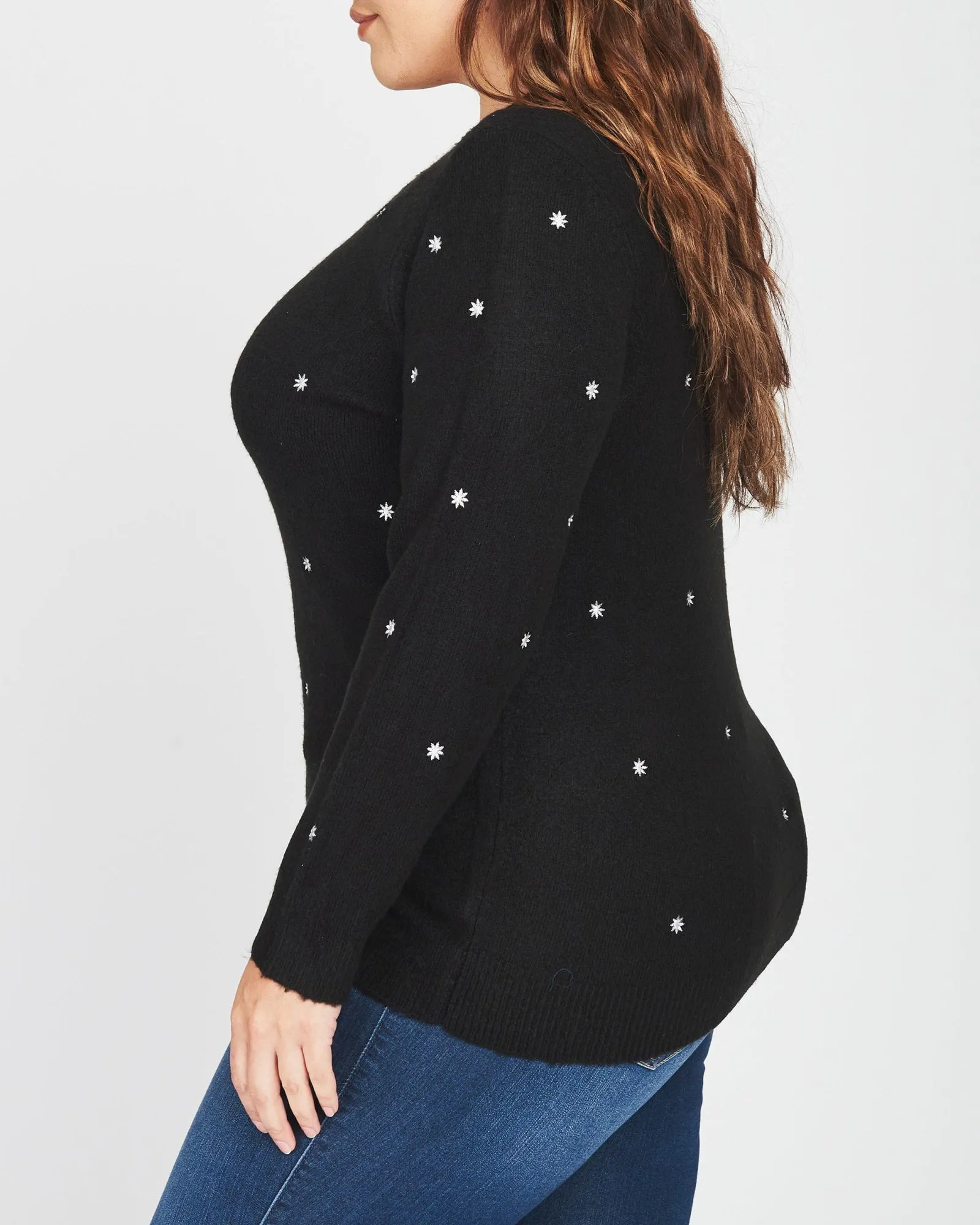 Corrine Embroidered Crew Neck Sweater | M459 BLACK