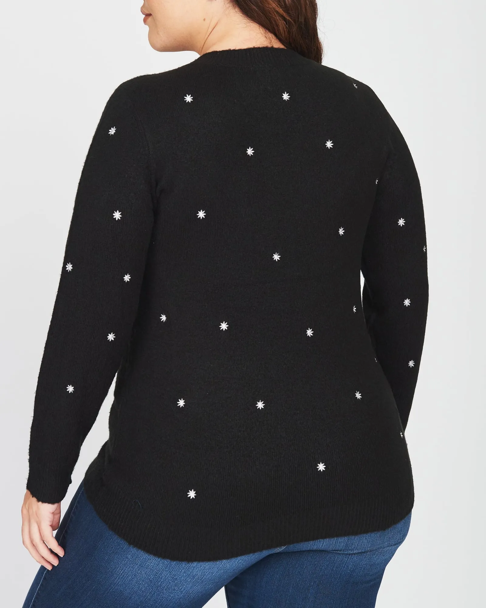 Corrine Embroidered Crew Neck Sweater | M459 BLACK