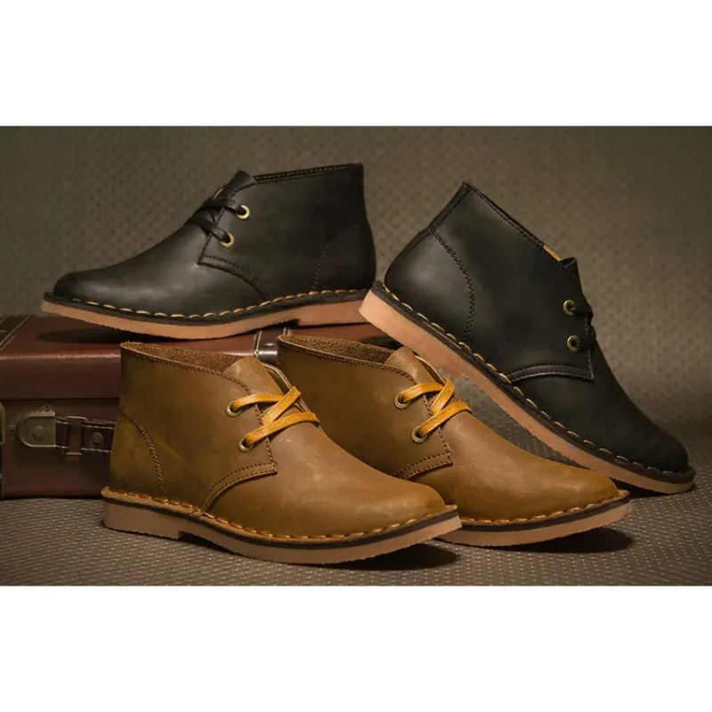 Elegant chukka boots for men with laces, comfortable leather shoes