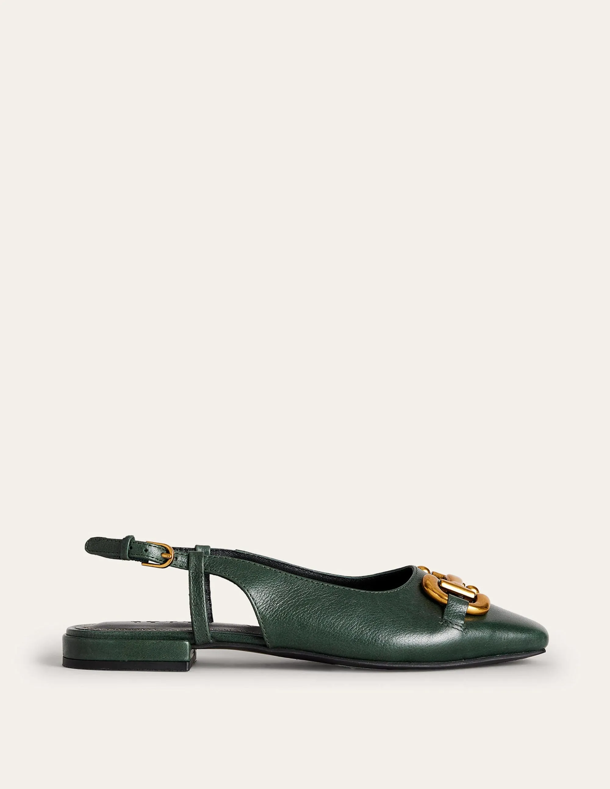 Iris Snaffle Slingback Flats-Winter Green Leather