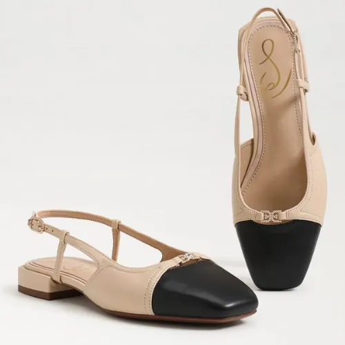 Kara Slingback Flat - Sand / Black