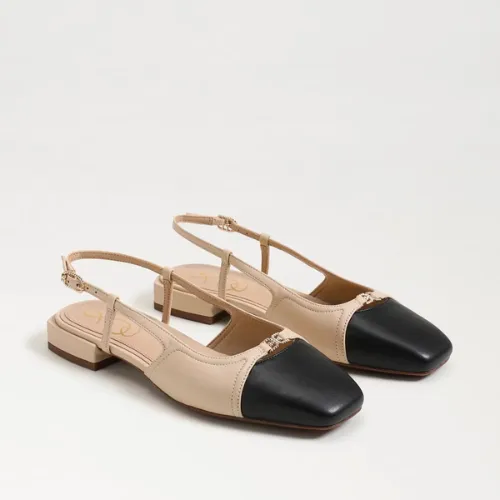 Kara Slingback Flat - Sand / Black