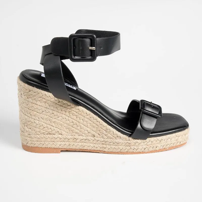 Madison Annabella Espadrille Wedge - Black