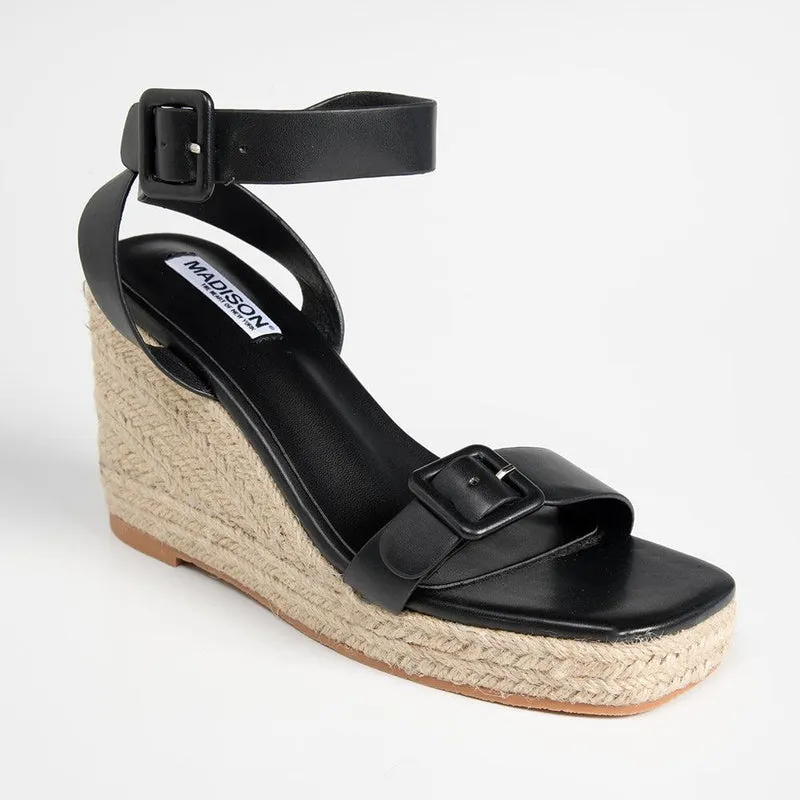 Madison Annabella Espadrille Wedge - Black