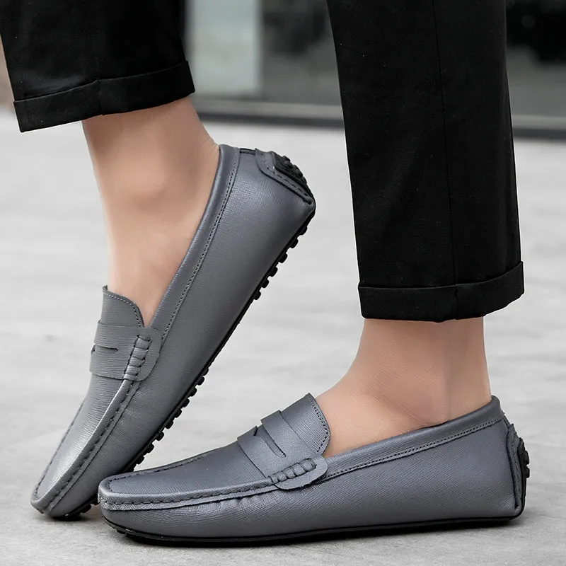 Men's Genuine Leather Plain Driving Moccasins