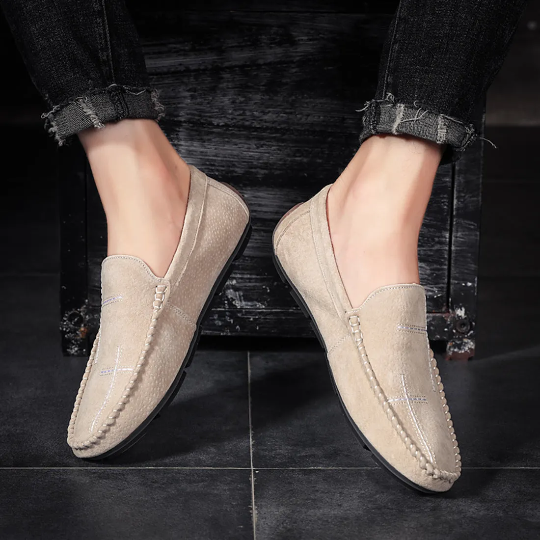 Men's Suede Cross Driving Moccasins