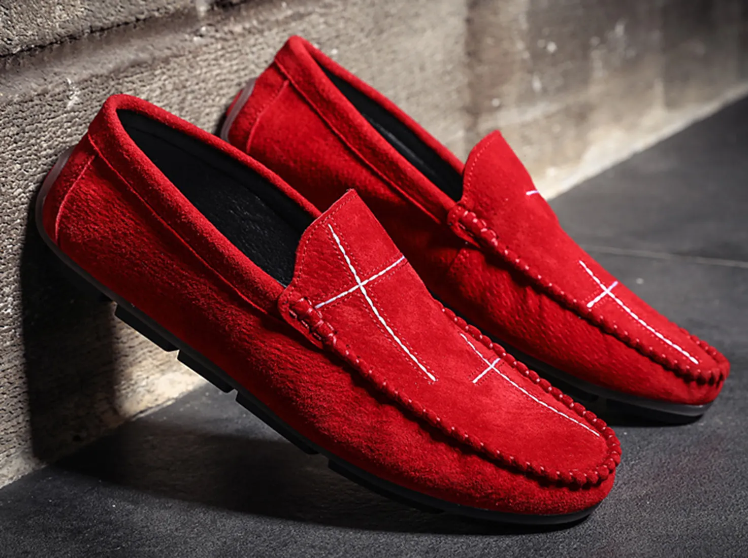 Men's Suede Cross Driving Moccasins