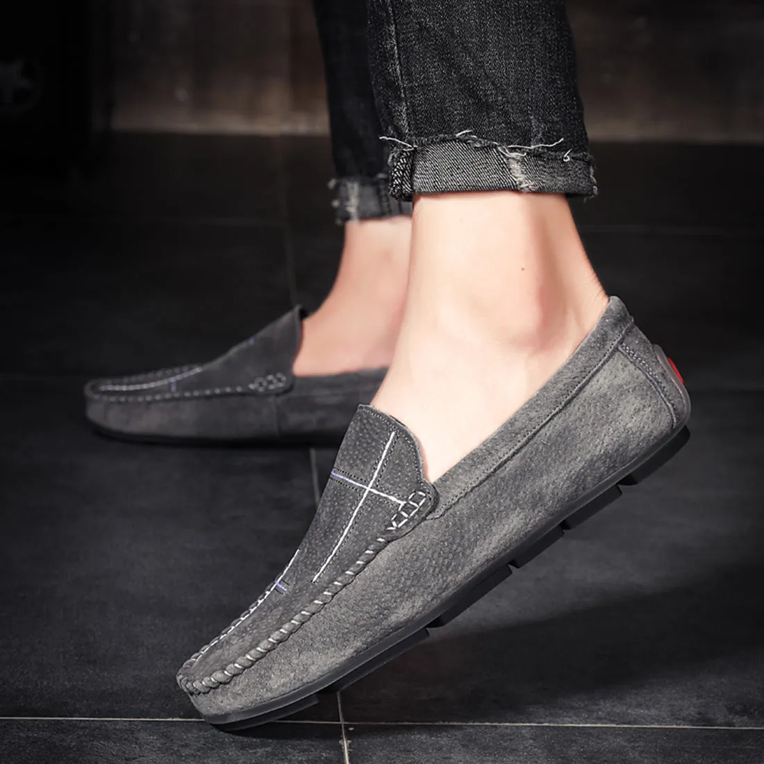 Men's Suede Cross Driving Moccasins