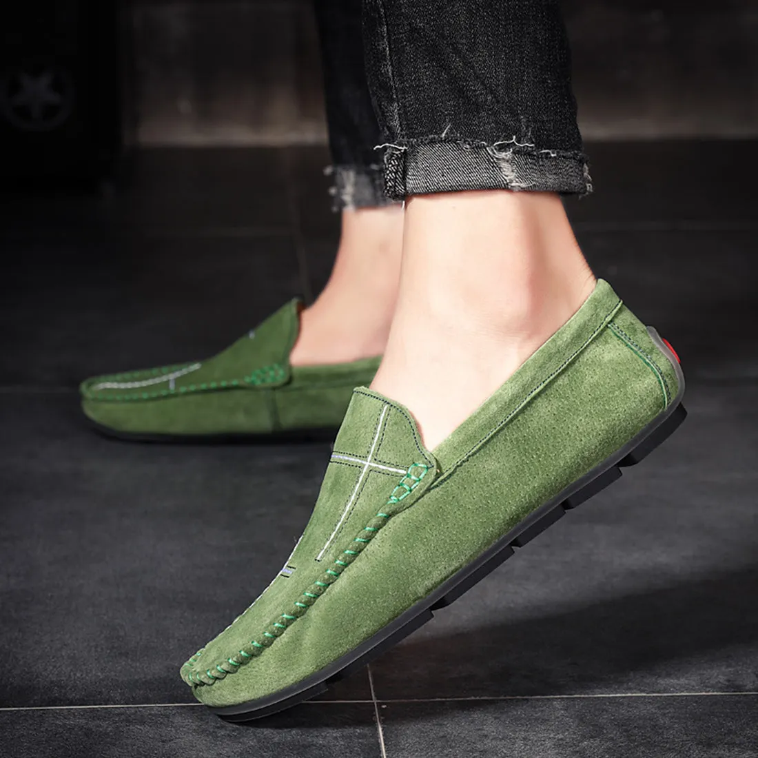 Men's Suede Cross Driving Moccasins