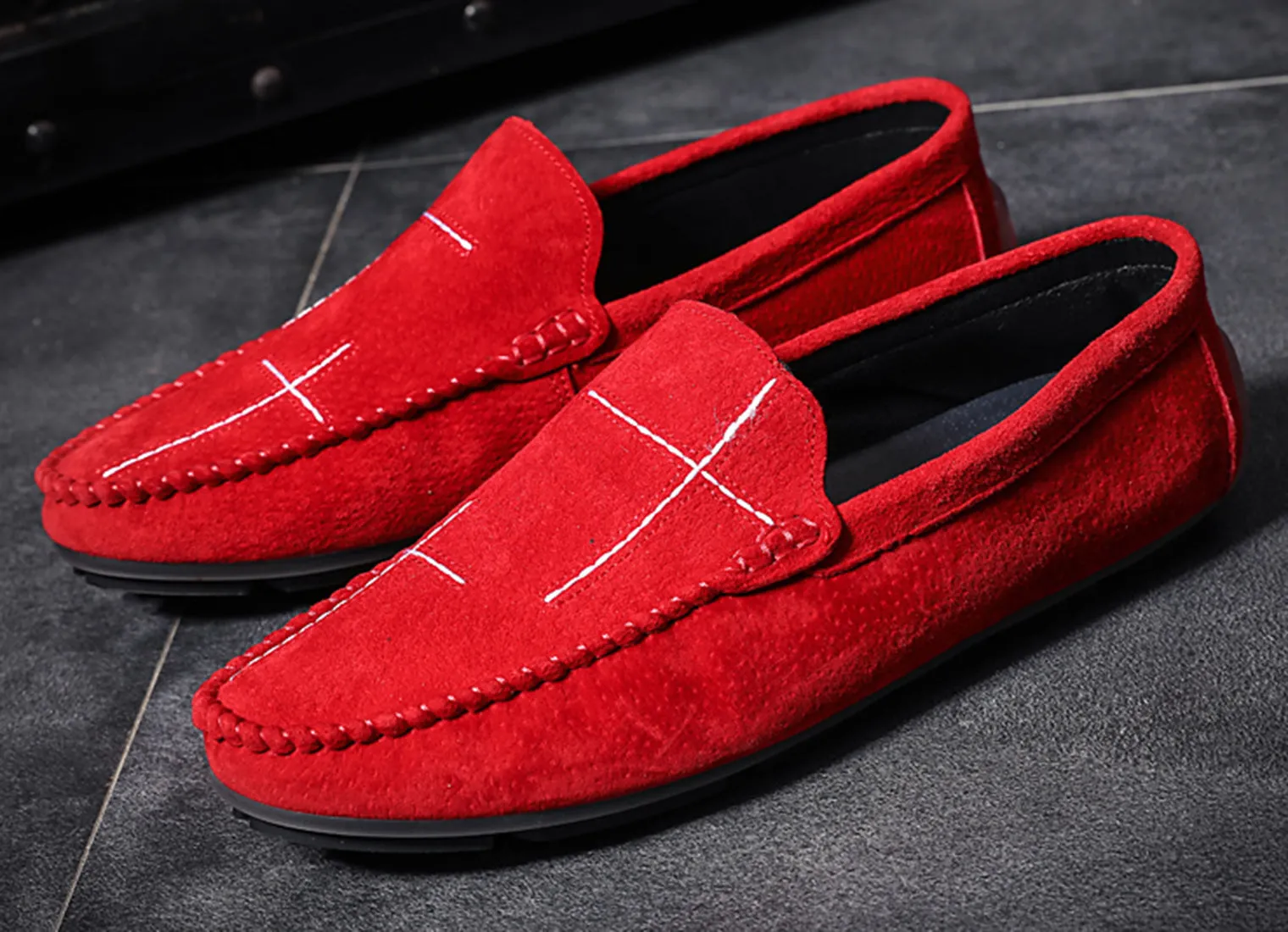 Men's Suede Cross Driving Moccasins