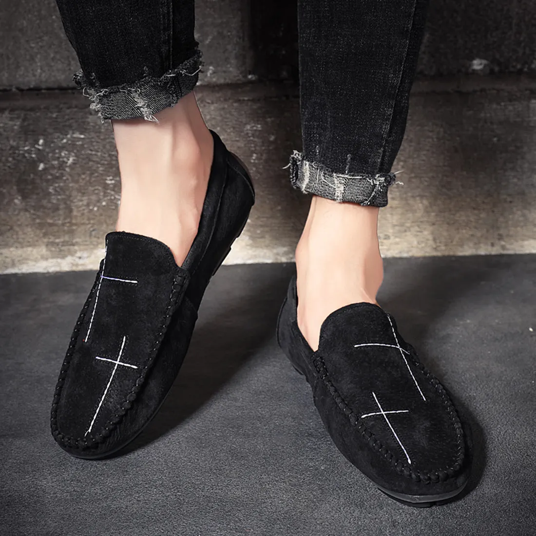 Men's Suede Cross Driving Moccasins