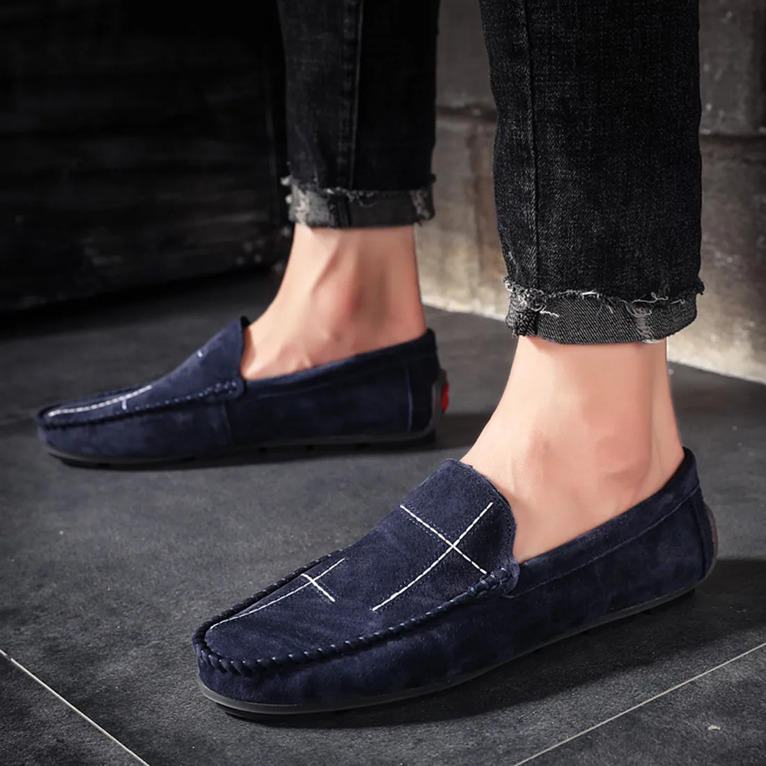 Men's Suede Cross Driving Moccasins