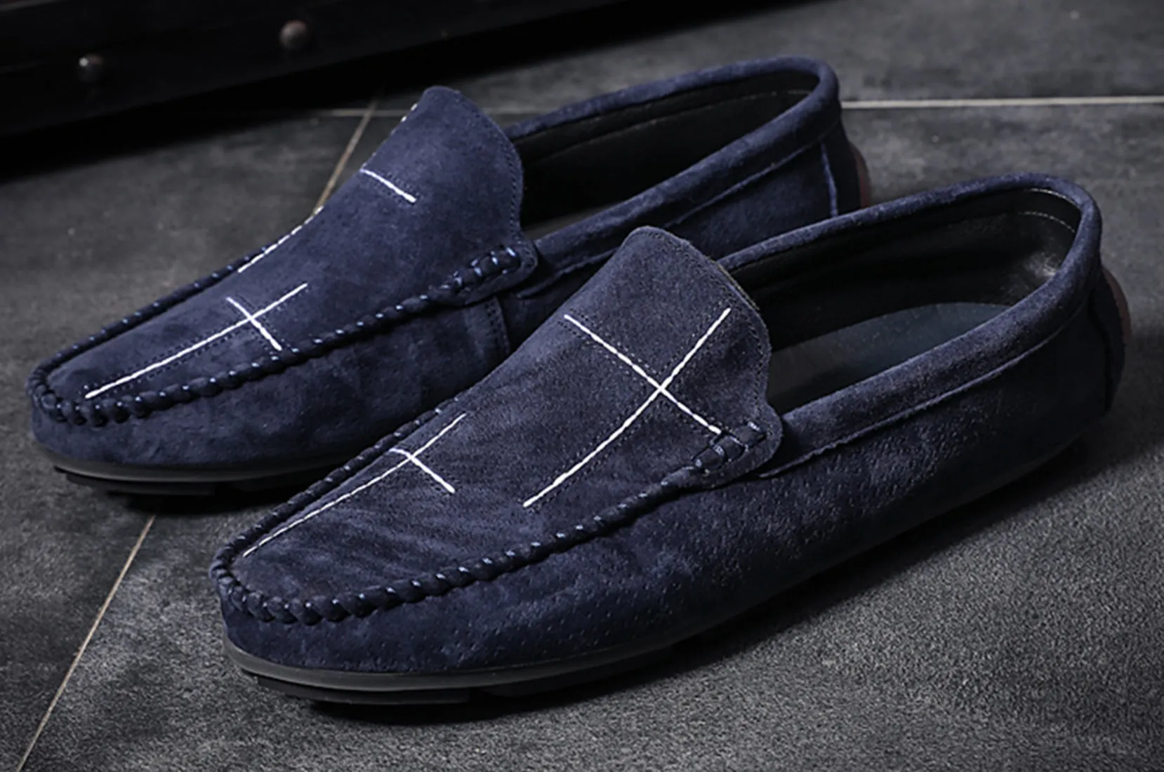 Men's Suede Cross Driving Moccasins