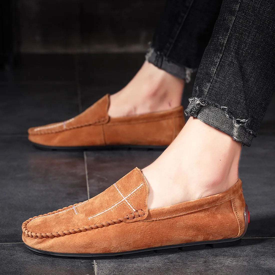 Men's Suede Cross Driving Moccasins