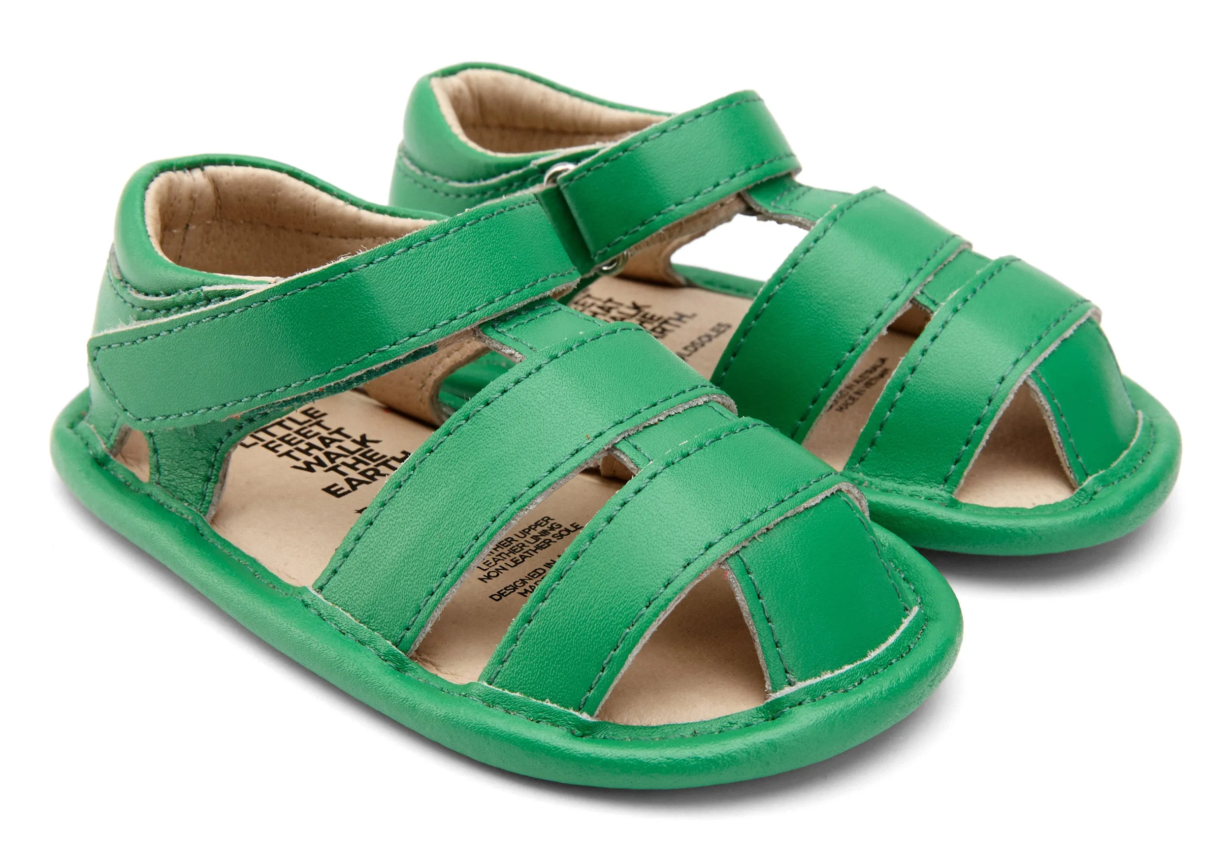 Old Soles Girl's and Boy's 118 Leather Sandy Sandals - Neon Green