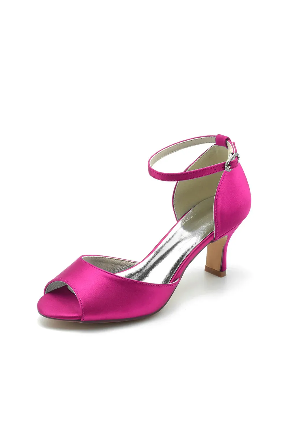 Peep Toe One-strap Buckle Chunky Heel Pumps