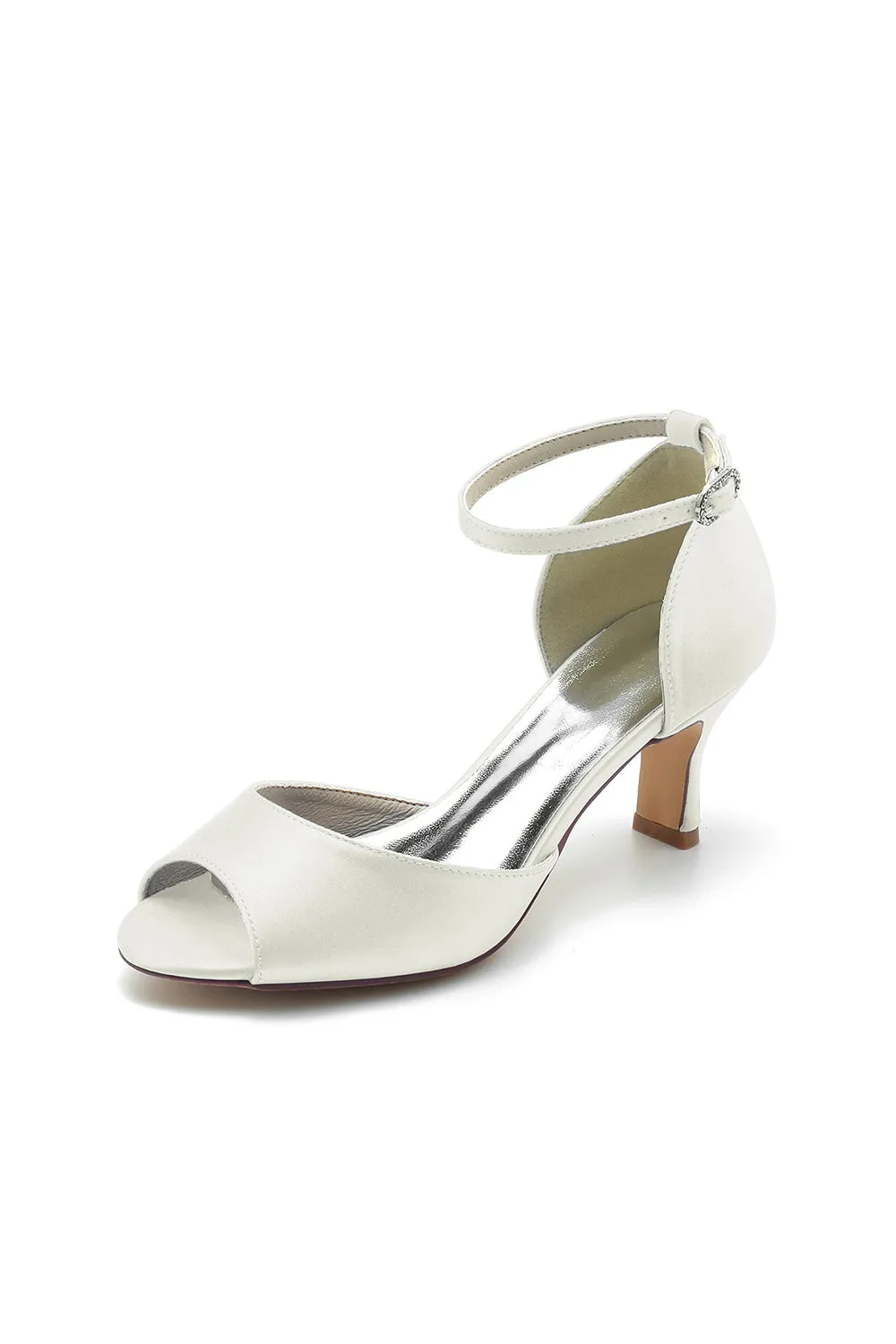 Peep Toe One-strap Buckle Chunky Heel Pumps