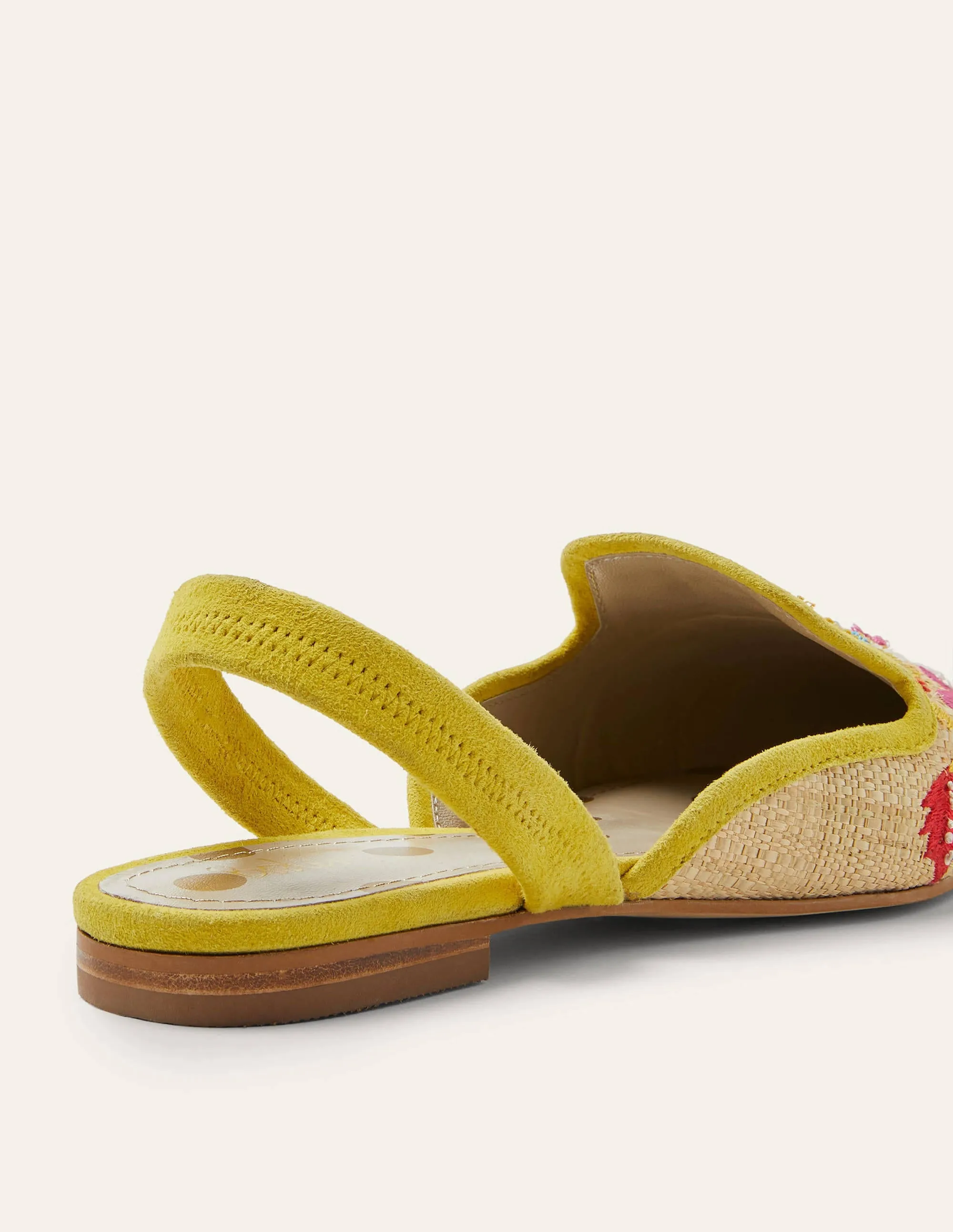 Raffia Embroidered Flats-Natural