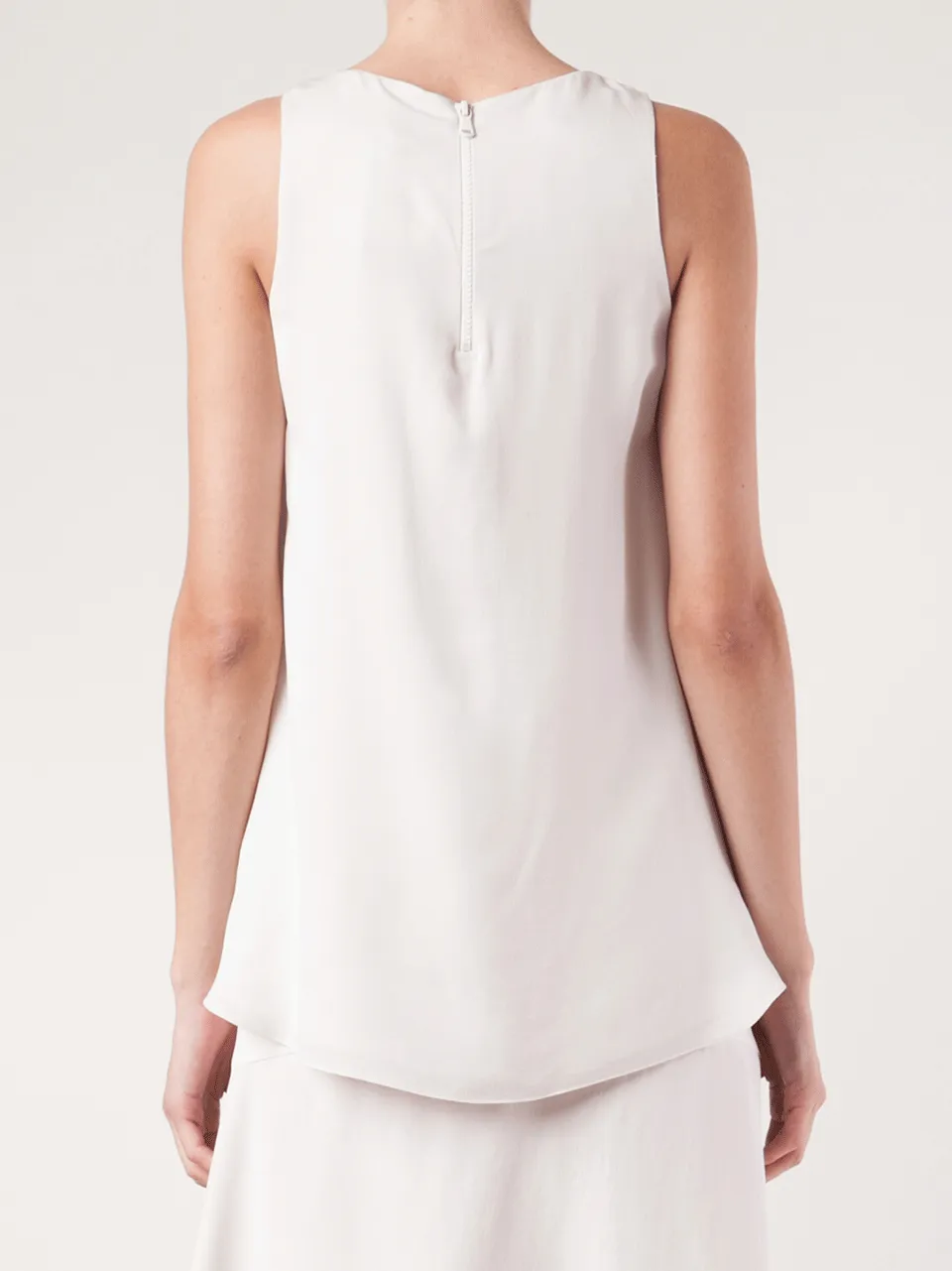 Sleeveless Silk Back Zip Top