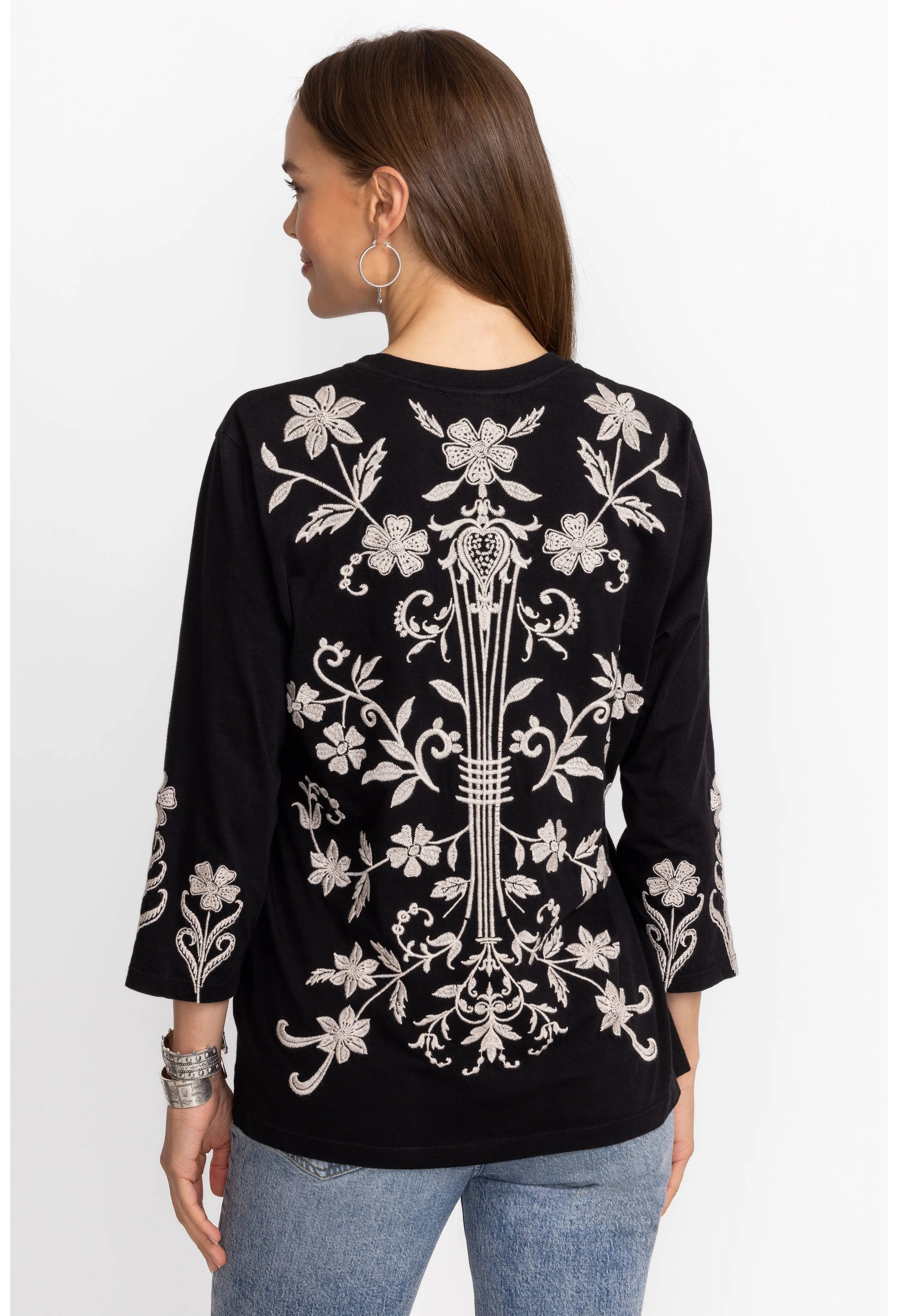 Tal Crew Embroidered Top