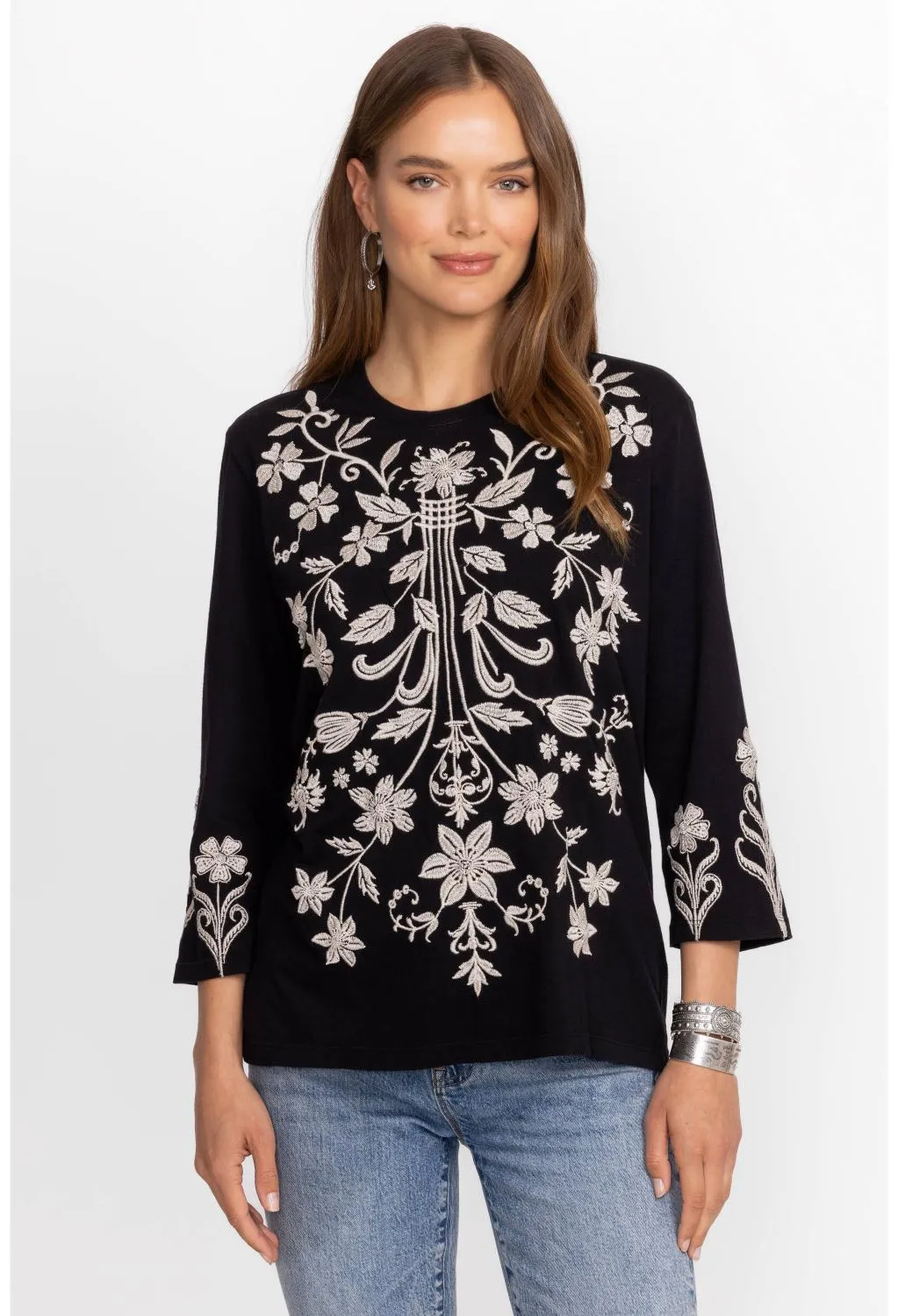 Tal Crew Embroidered Top