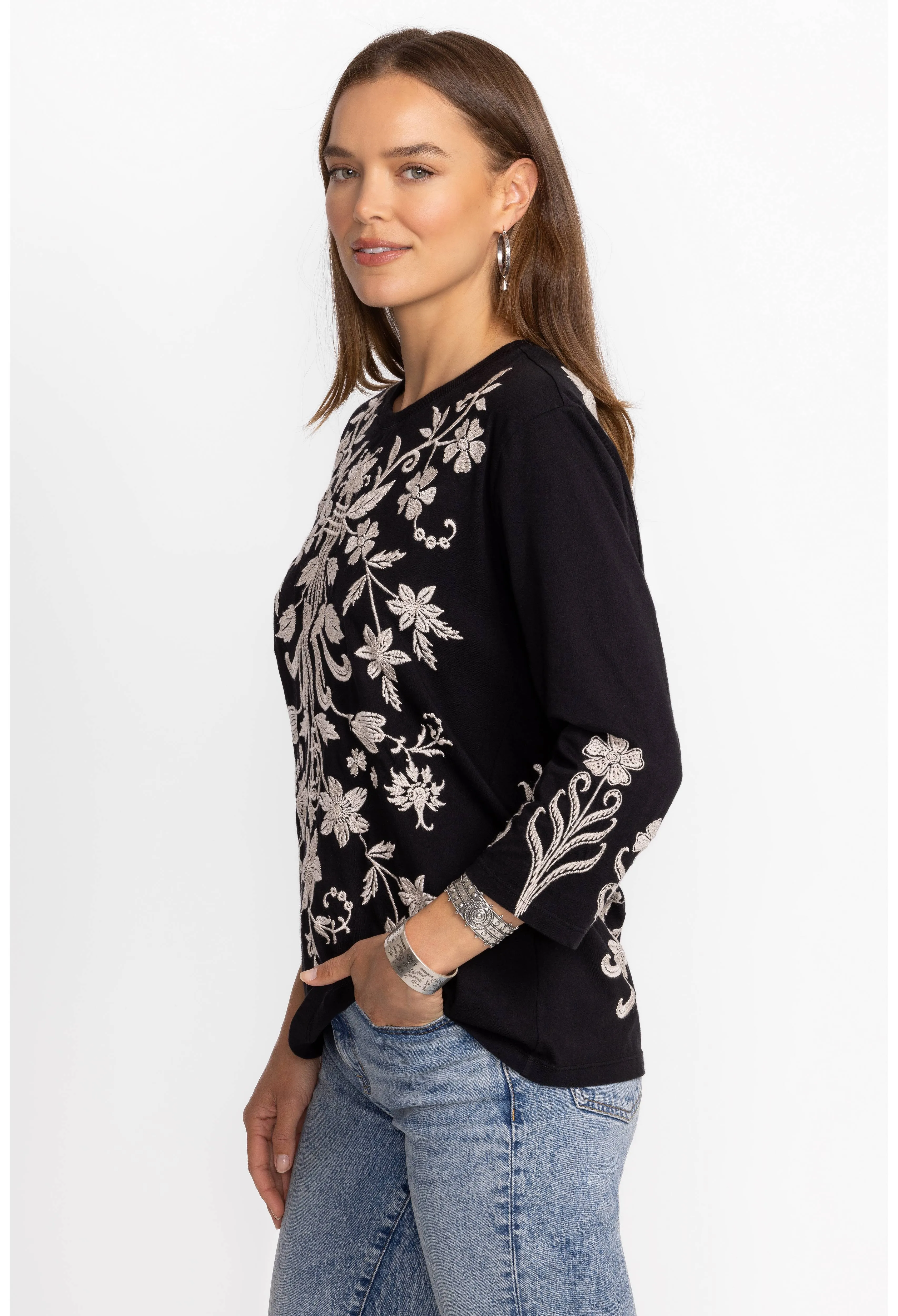 Tal Crew Embroidered Top