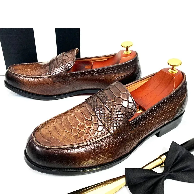 The cenu - Alligator print leather penny loafers for men