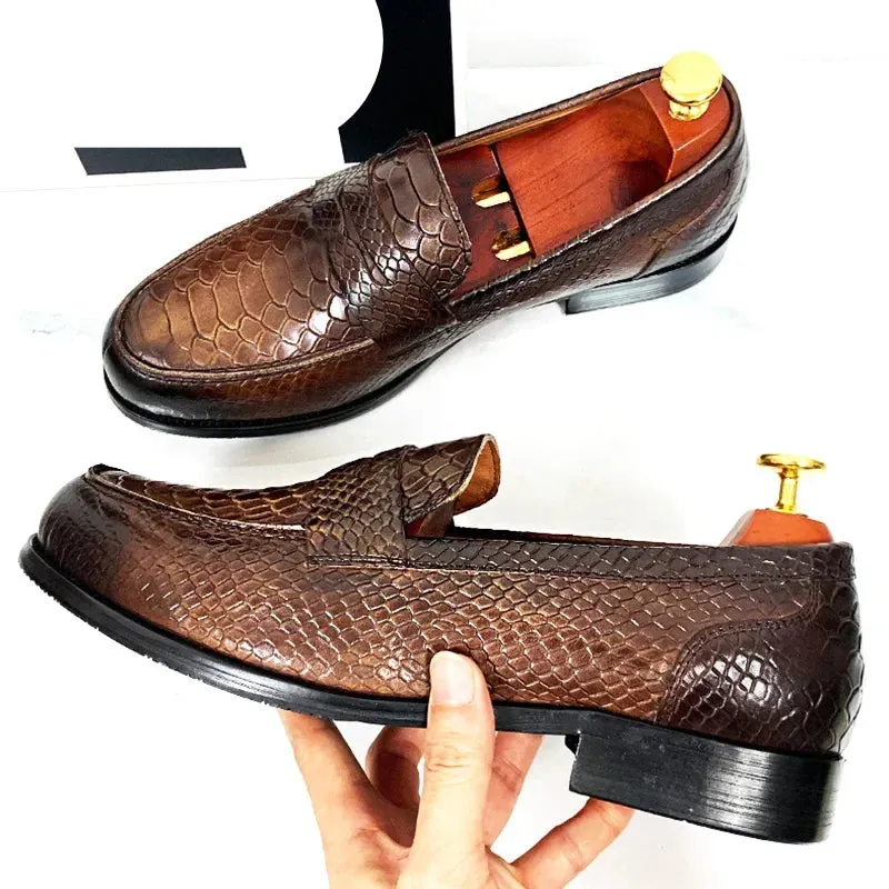 The cenu - Alligator print leather penny loafers for men