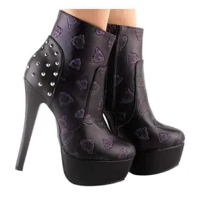 Violet Purple SteamPunk Leopard Ankle Boots