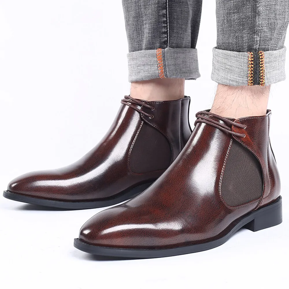 West Louis™ Business Elegant Leather Pointed Chukka Shoes