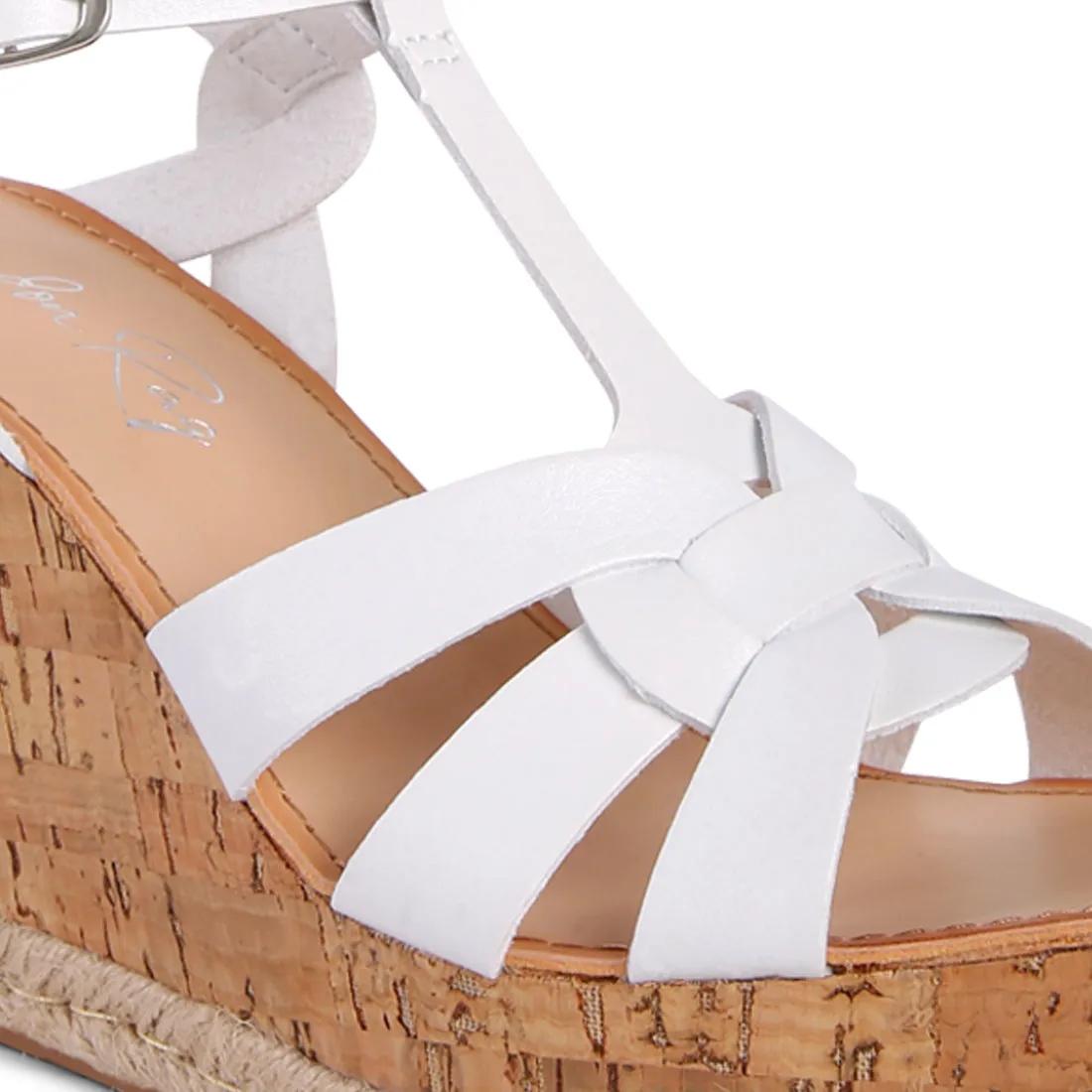 White Espadrille Detail Wedge Sandals