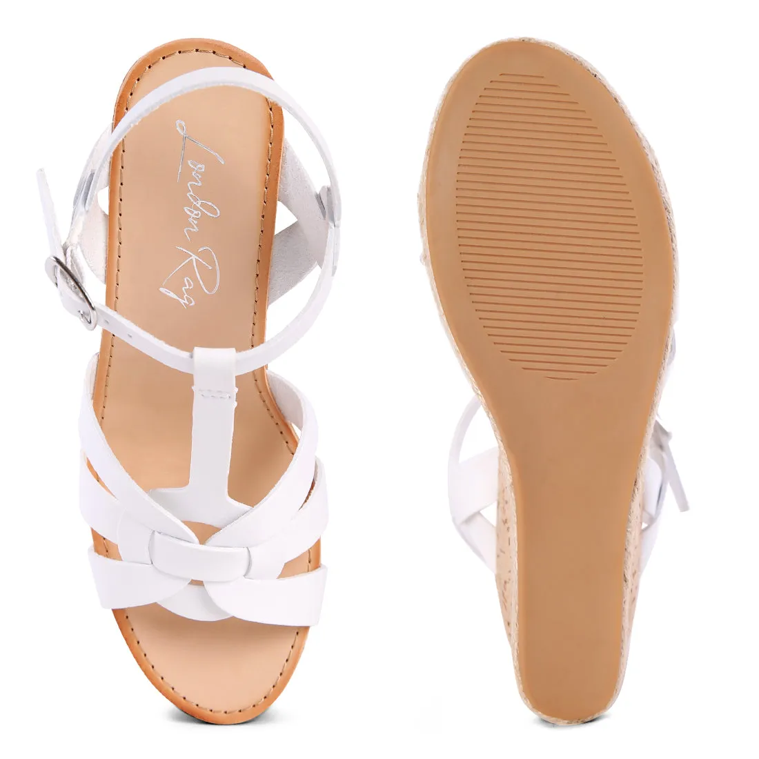 White Espadrille Detail Wedge Sandals