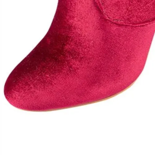 Women's Autumn/Winter Square-Heeled Velvet Ankle Boots