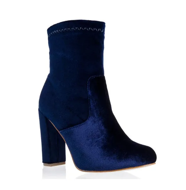 Women's Autumn/Winter Square-Heeled Velvet Ankle Boots