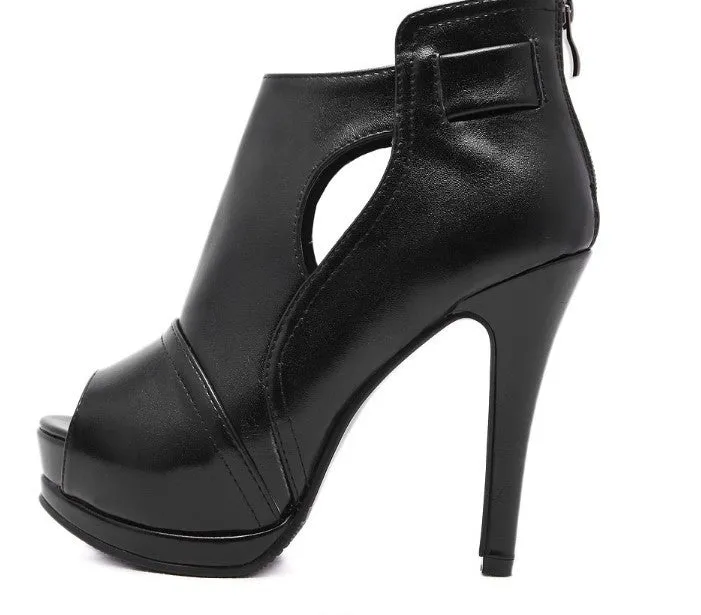 Women's Spring/Autumn Thin Platform Open Toe Ankle Boots