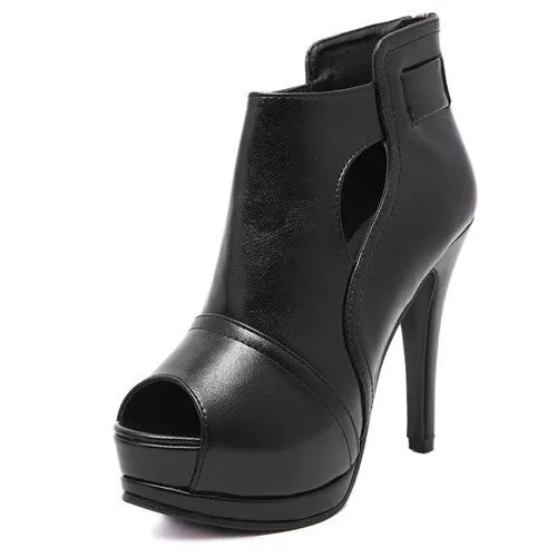 Women's Spring/Autumn Thin Platform Open Toe Ankle Boots