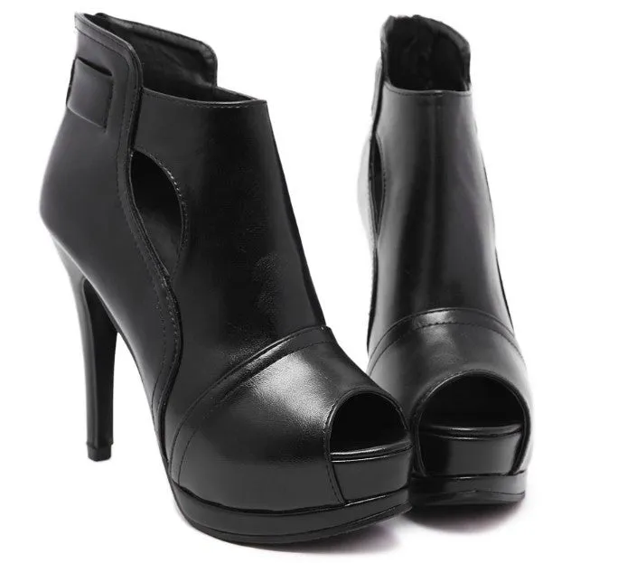 Women's Spring/Autumn Thin Platform Open Toe Ankle Boots